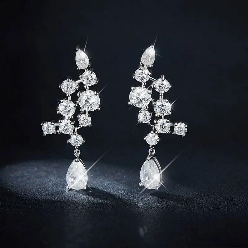 Luxury Rare 6 Carat Moissanite Diamond Drop Earrings 925 Sterling Silver Classic Geometric