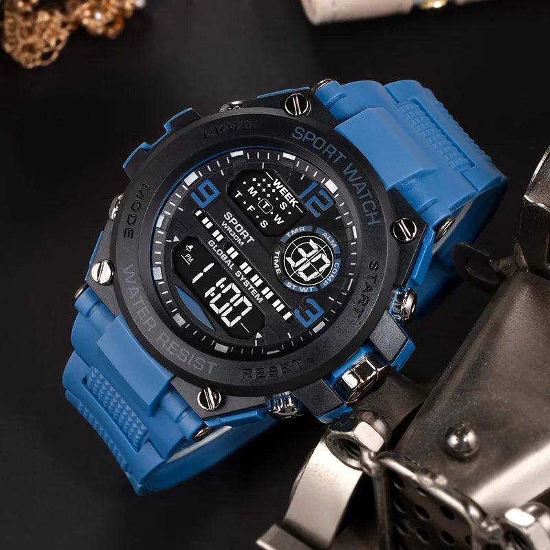 Top Luxury Electronic Watch for Man Outdoor Sport Watch Stopwatch Waterproof Calendar Digital Clock with Box 24355