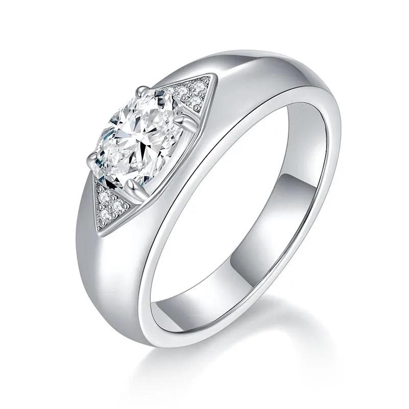 Classic Oval Moissanite 1ct Wedding Ring in 925 Sterling Silver