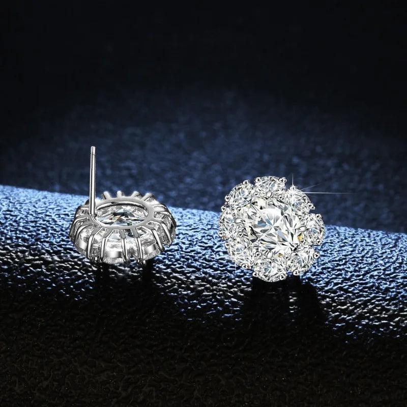 925 Sterling Silver Stud Earrings with 2 Carat Oval Moissanite Stones