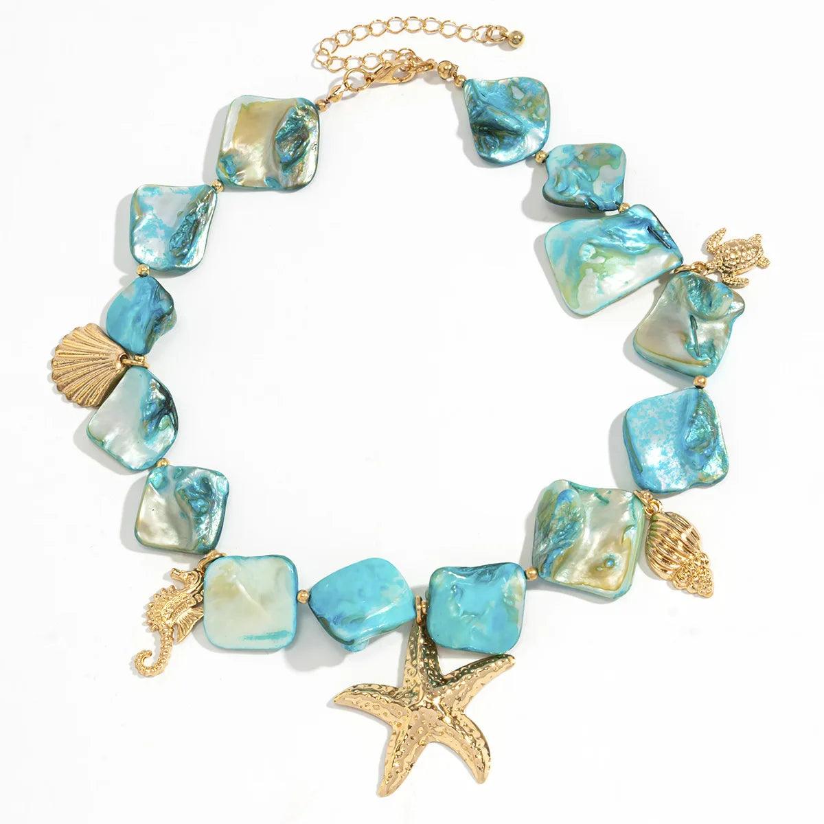 Creative Beach Nautical Necklace Creative Blue Stone