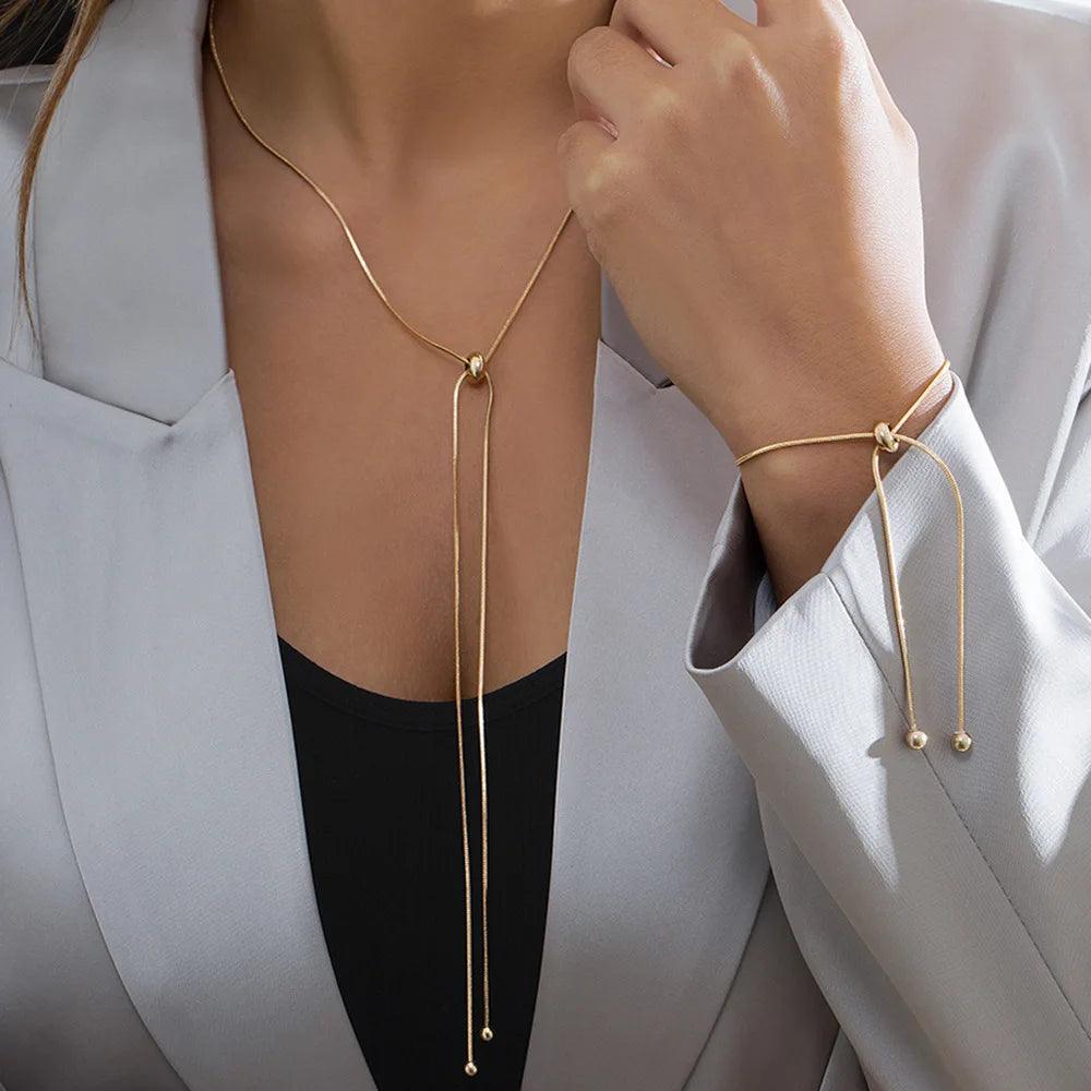 Long thin adjustable necklace