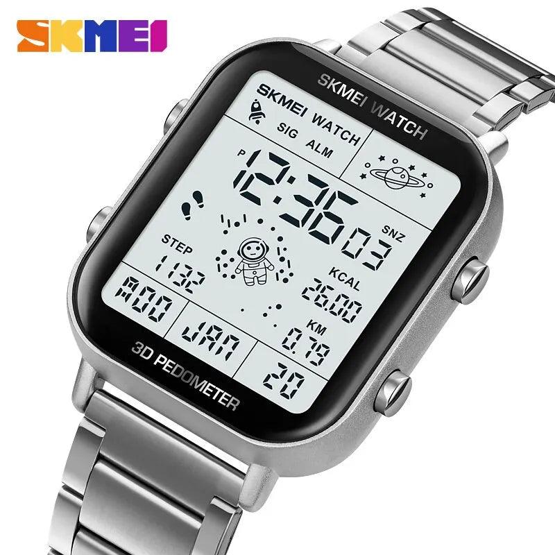 Digital Sports Watches with Luminous Display Pedometer for Men Stopwatch Countdown Calendar Calorie Counter + Watch link removal tool gift