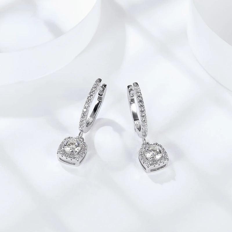 Simple 1ct Moissanite Stud Earrings in S925 Sterling Silver Classic Simple Cushion Cut Design