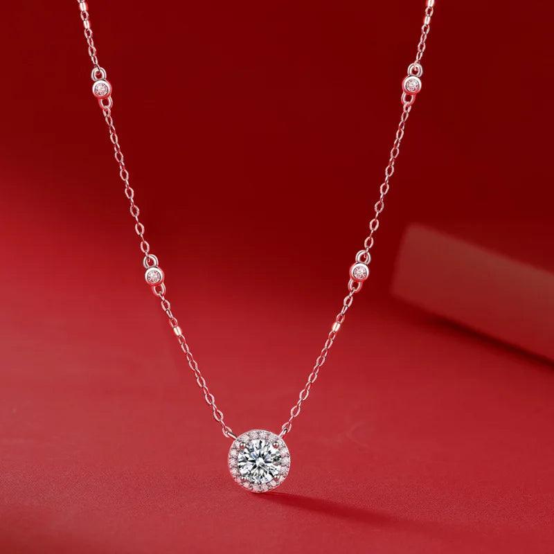 Skinny Moissanita Necklace Women 925 Sterling Silver