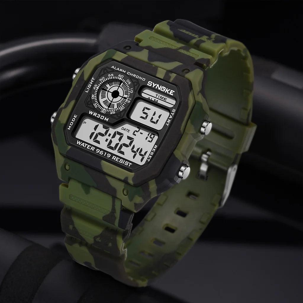 Heavy Men's Fashion Sports Waterproof Multifunctional Luminous Digital Military Watch