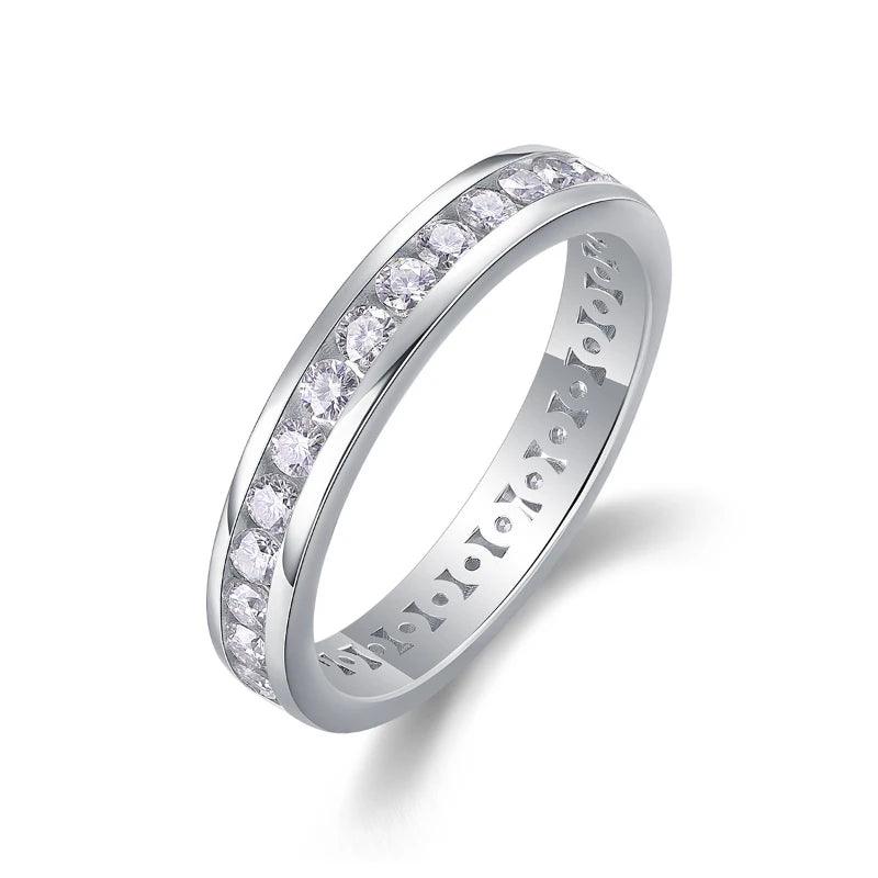 925 Sterling Silver Moissanite Ring Eternity Sparkling Full Body