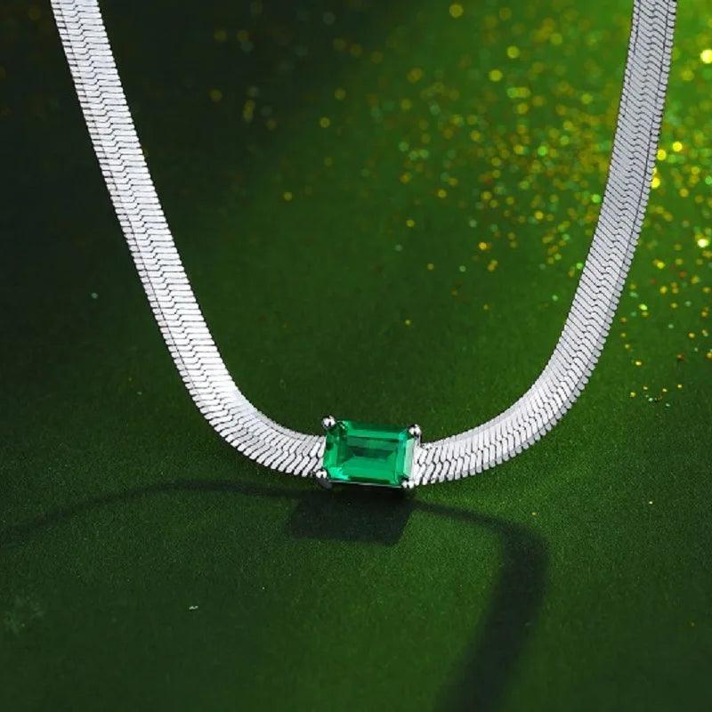 Luxury S925 Silver Necklace 0.5 Carat Emerald