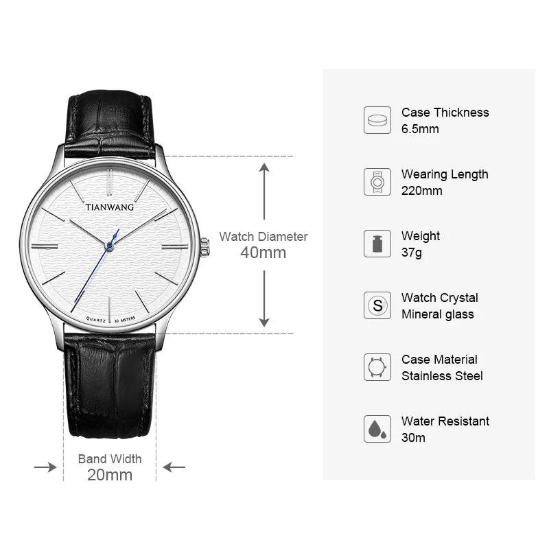 Men's Quartz Watches For Men Luxurious Leather water resistance