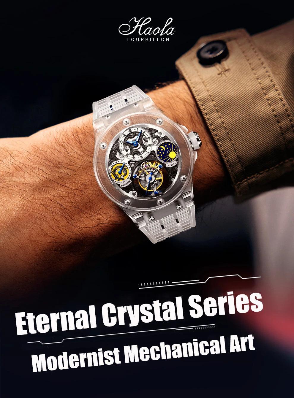 Rare Luxury Crystal Tourbillon Mechanical Watch