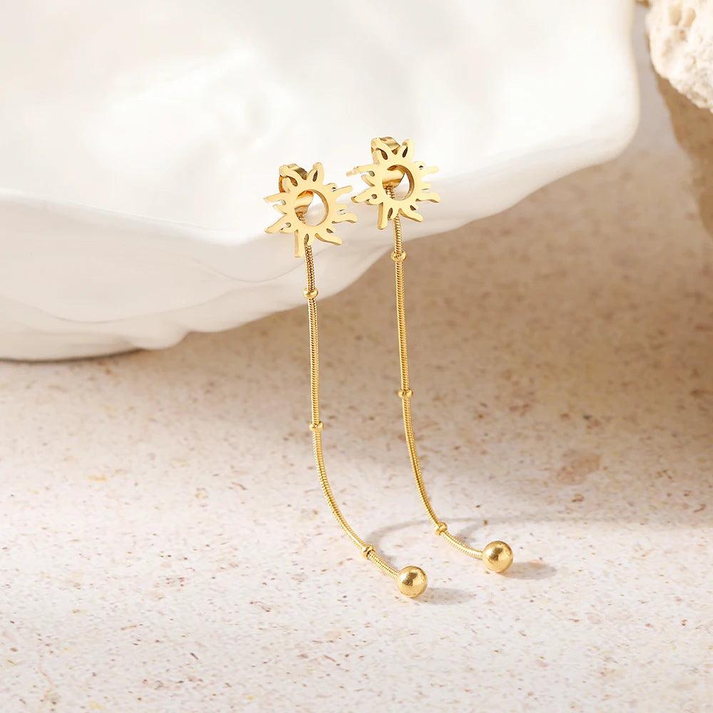 Simple Classic Design Stainless Steel Sun Earrings