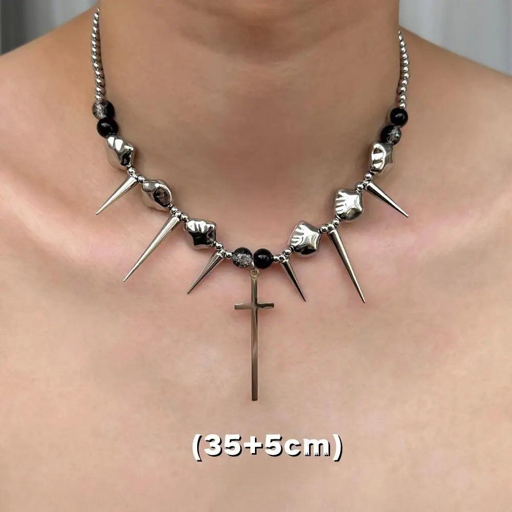 Titanium Steel Rivet Choker For Man Punk Metal Collar Necklace Luxury Hip Hop