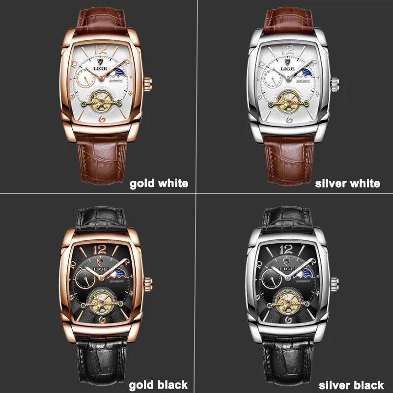 New Men's Automatic Mechanical Watch Luminous Waterproof Leather Strap Men's Watch