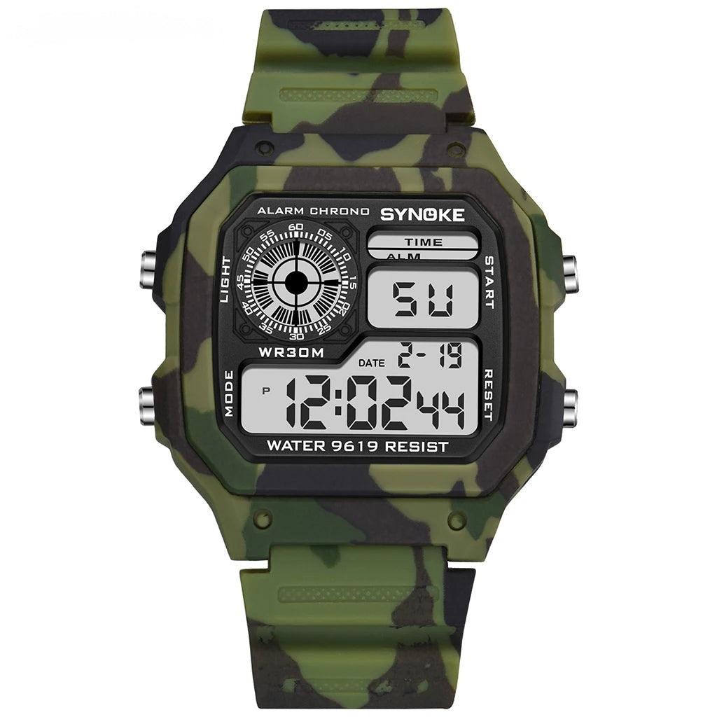 Heavy Men's Fashion Sports Waterproof Multifunctional Luminous Digital Military Watch