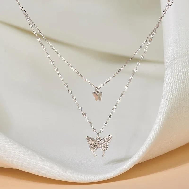 Luxury Neck Collar Unique Shiny Rhinestone Butterfly