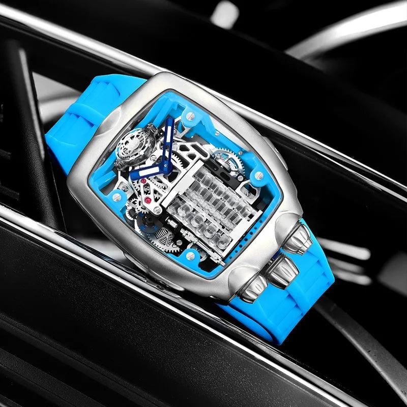 50mm Rare Luxury Men's Automatic Mechanical Sport Watch Bugatti Design Waterproof Durable Strong Case (LUXURY SUITS YOU)