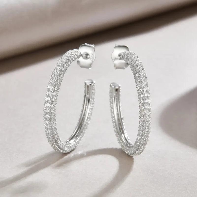 925 Sterling Silver Love Plated White Diamond Dangle Earrings for Wedding or Engagement