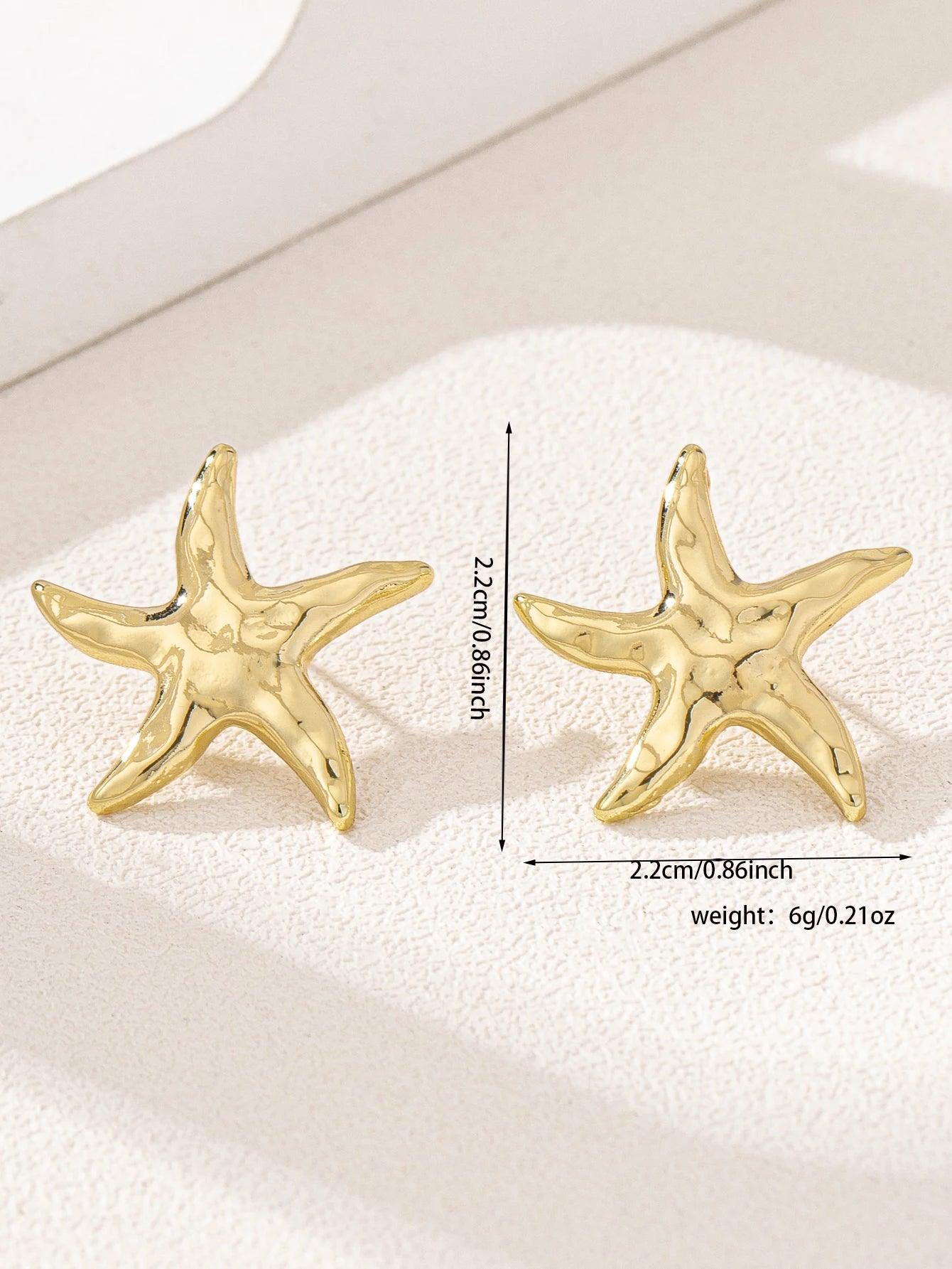 One pair of trendy nautical star stud earrings