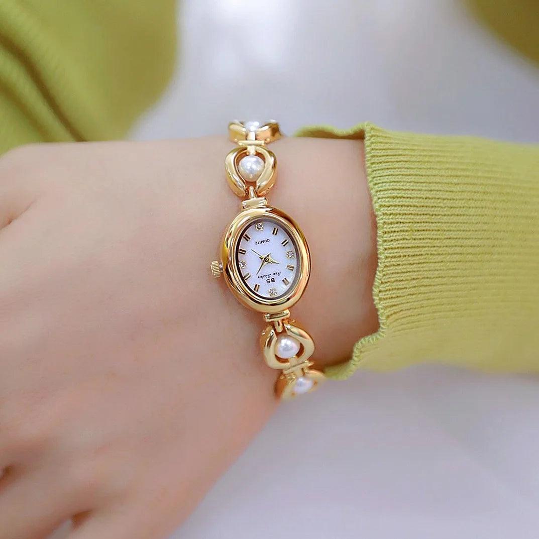 Simple Japanese Style Women's Watch with Pearl Strap Waterproof