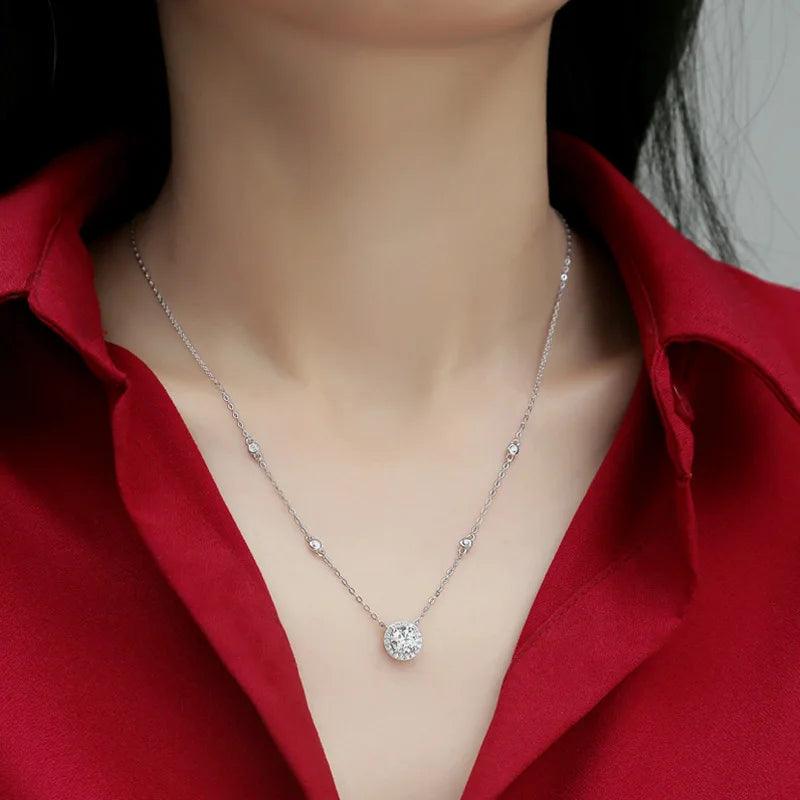 Skinny Moissanita Necklace Women 925 Sterling Silver