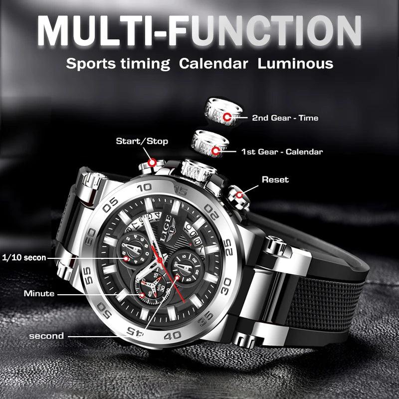 Men's Military Style Luminous Waterproof Silicone Quartz Watch Oversized