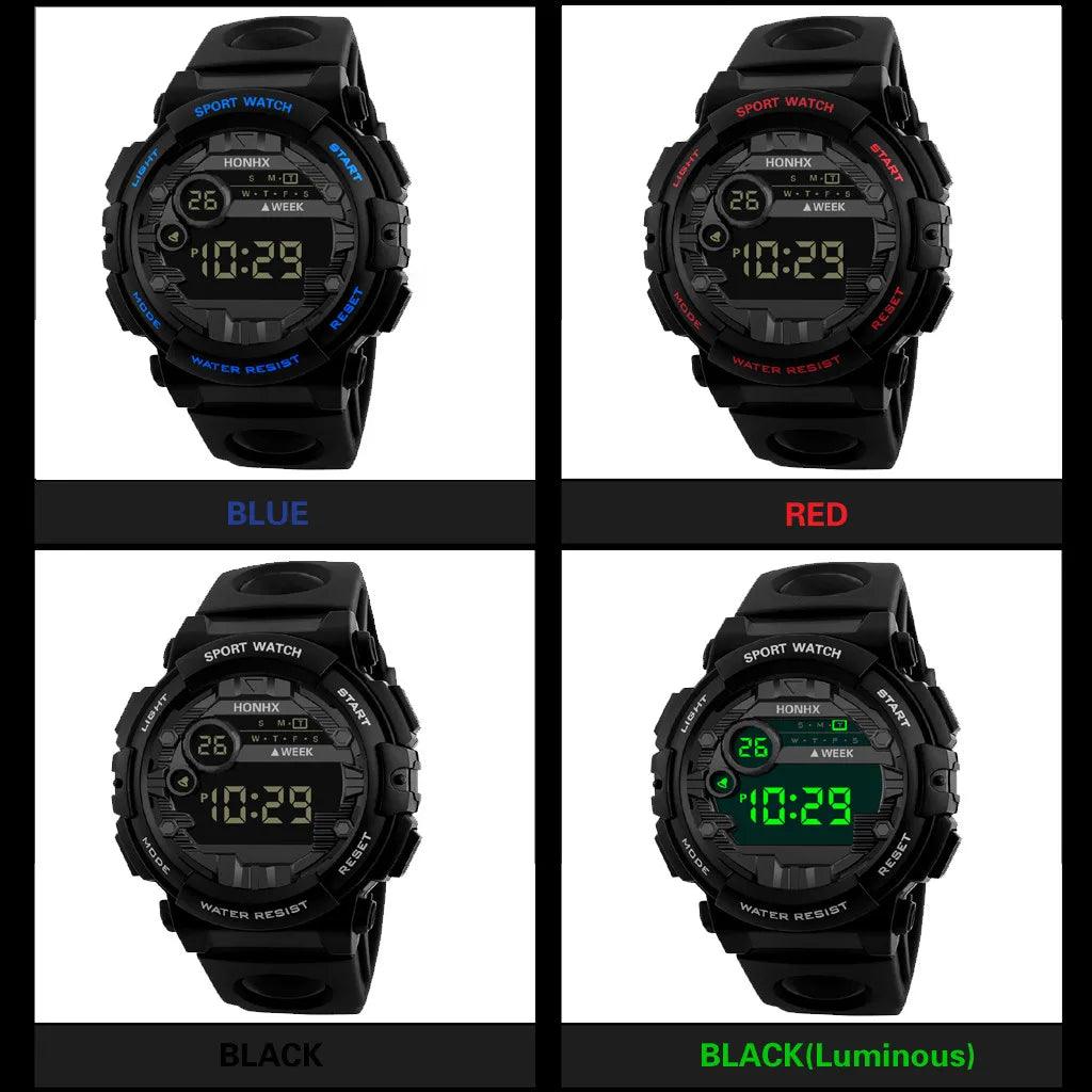 Luxury Men's Digital LED Sports Electronic Fitness Waterproof Watch