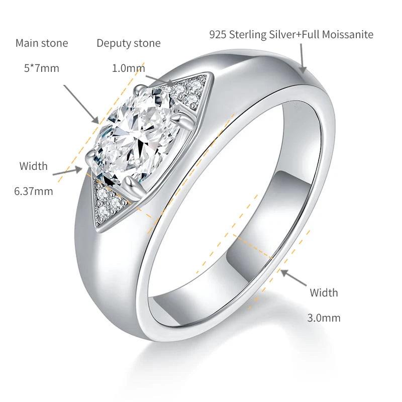 Classic Oval Moissanite 1ct Wedding Ring in 925 Sterling Silver