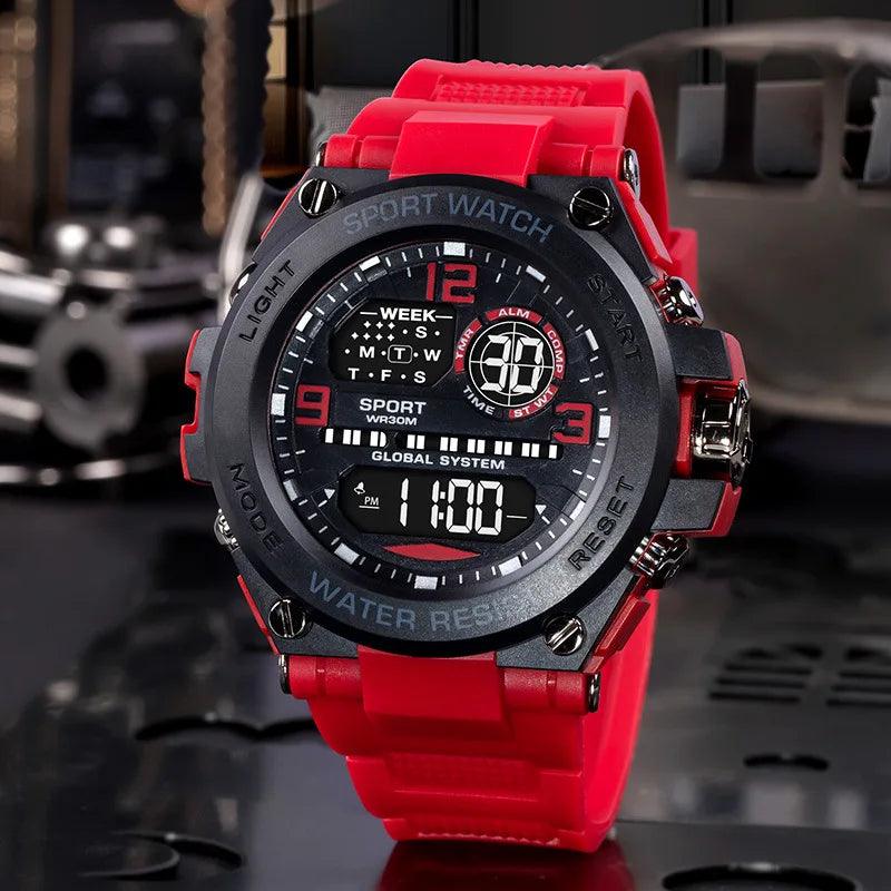 Top Luxury Electronic Watch for Man Outdoor Sport Watch Stopwatch Waterproof Calendar Digital Clock with Box 24355