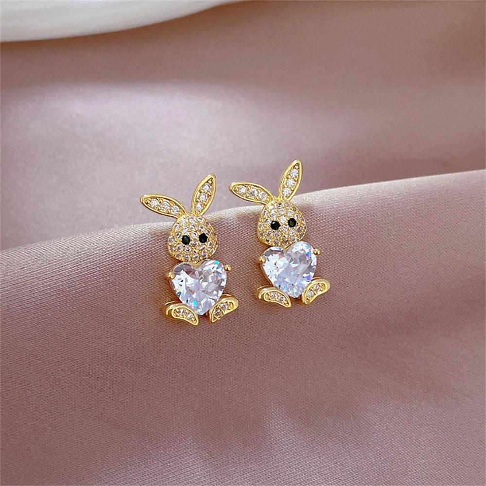 Exclusive Luxury Cute Rabbit Earrings & Necklace For Rich People Made Of Stainless Steel