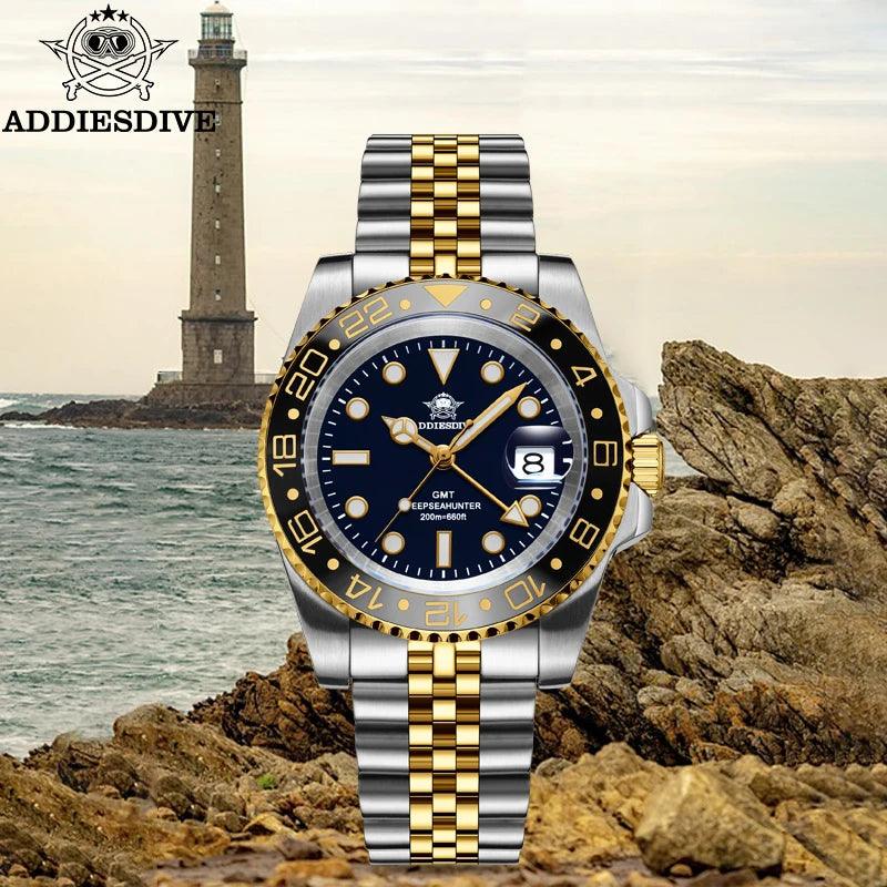 Luxury design quartz watch made of ultra-light stainless steel and water resistant to 200 meters