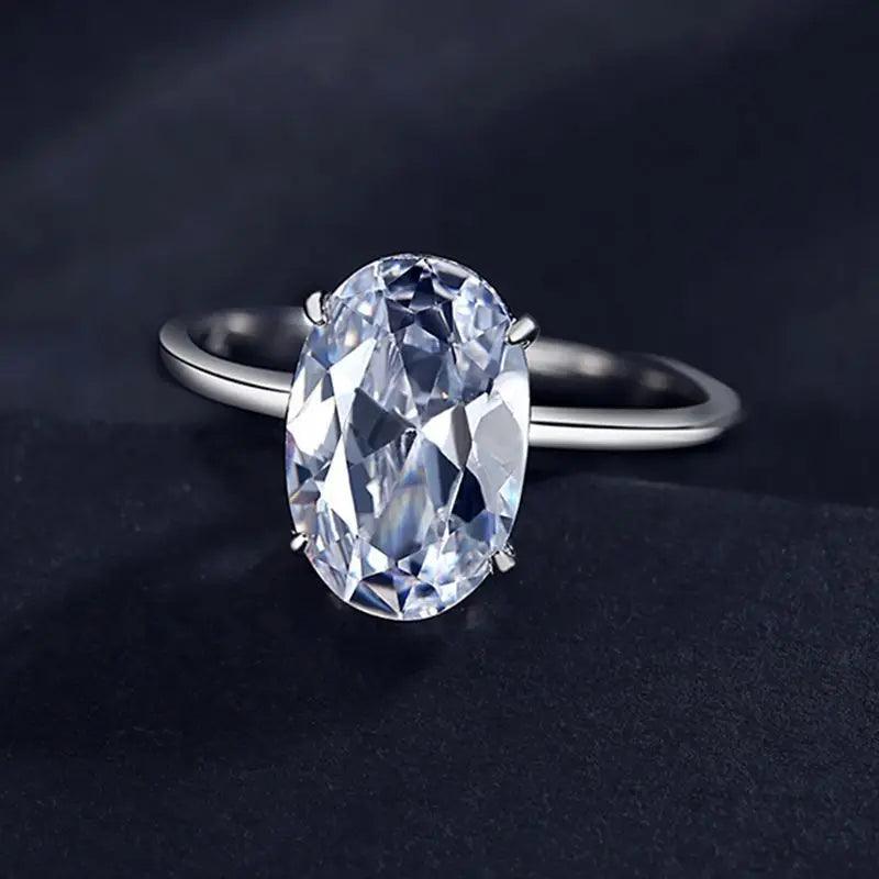 Oval 4 Carat Moissanite Engagement Rings S925 Sterling Silver