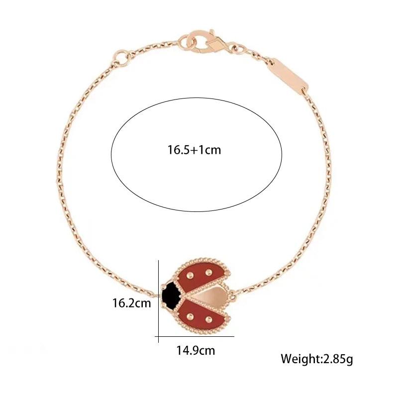 Luxury Set VCA High quality Spring Lucky Ladybug Bracelet Necklace Set