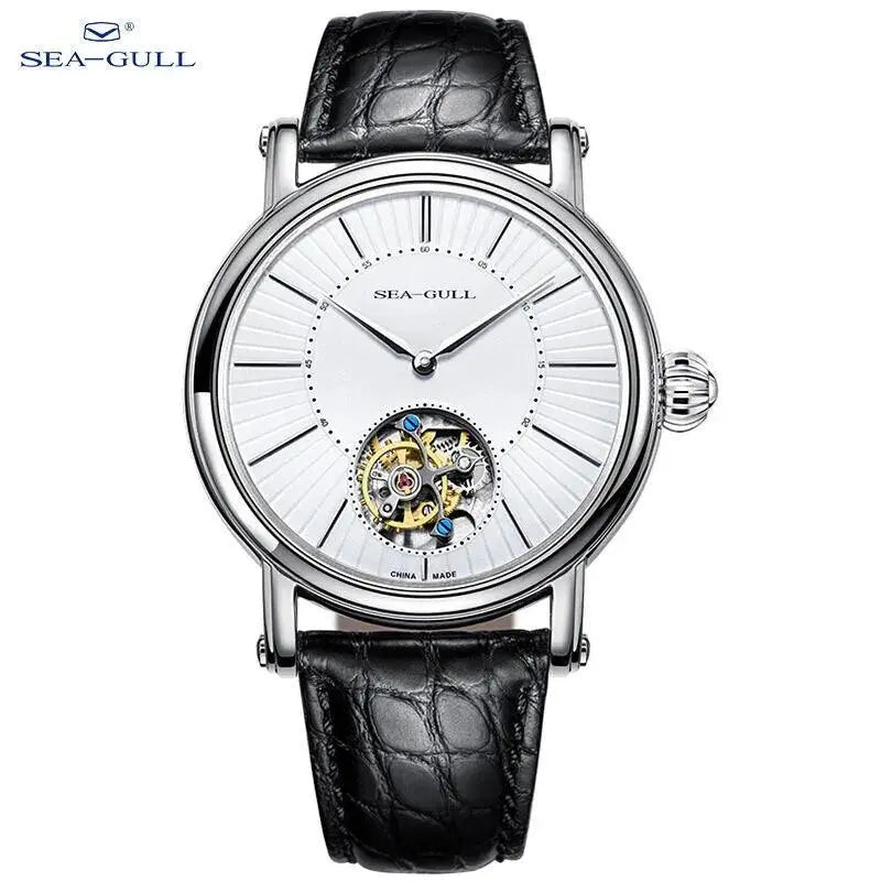 Seagull Men's Watch Tourbillon Automatic Mechanical Wristwatch Luxury Casual Leather Strap Clock Male Watches montre homme 6018 TETAEA