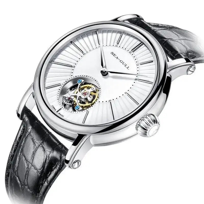 Seagull Men's Watch Tourbillon Automatic Mechanical Wristwatch Luxury Casual Leather Strap Clock Male Watches montre homme 6018 TETAEA