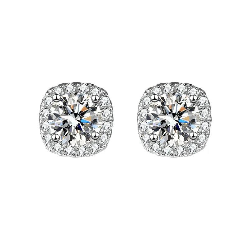 LESF 0.5 Carat Moissanite S925 Sterling Silver Luxury Square Stud Earrings Women Wedding Jewelry