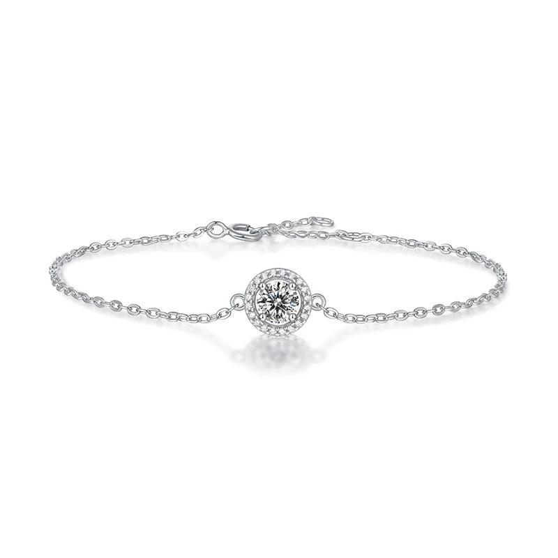 925 Sterling Silver Slim Bracelet with 0.5 Moissanite Stone