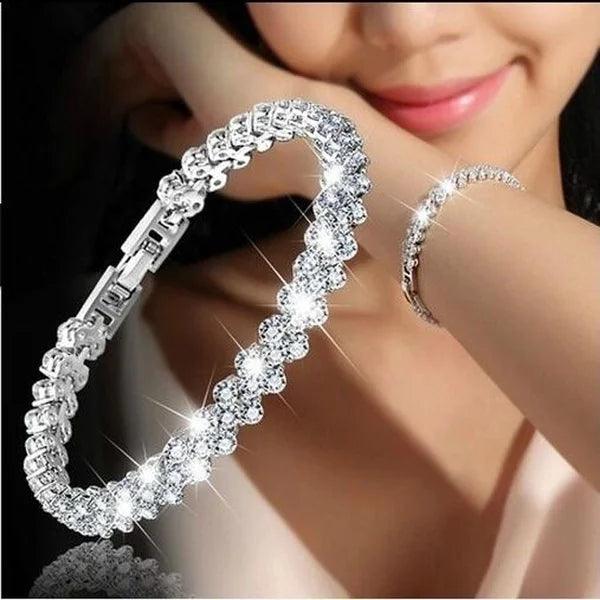 Simple Bracelet Rhinestone Leaves Chain Bangle