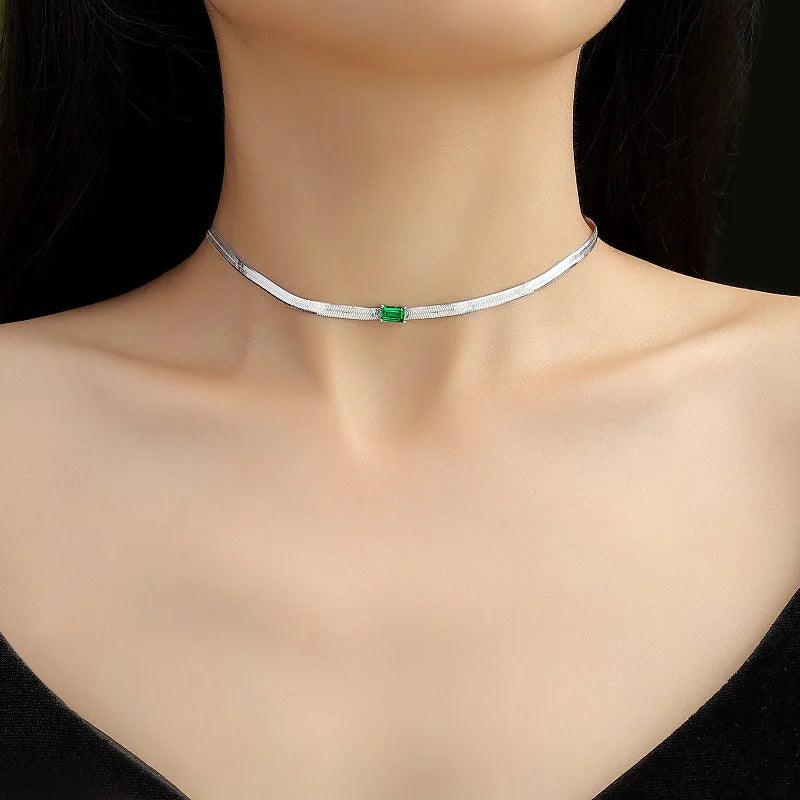 Luxury S925 Silver Necklace 0.5 Carat Emerald