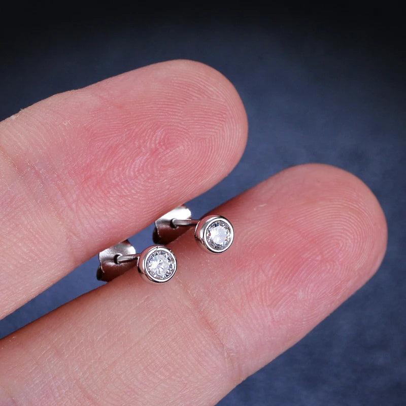 Round 3mm Moissanite Diamond Silver 925 Stud Earrings Trendy