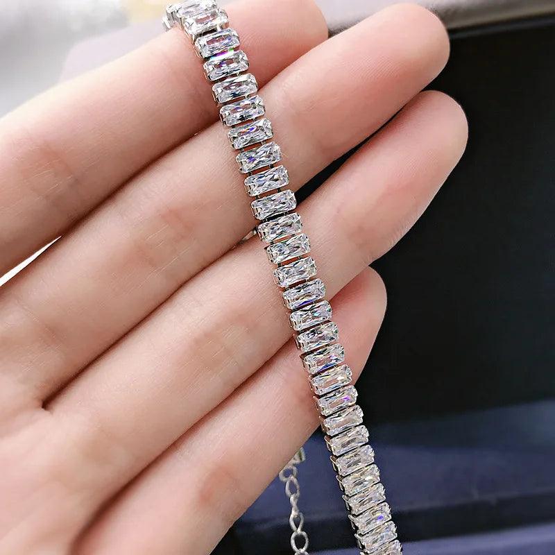 S925 Silver Necklace Inlaid With White Diamonds Luxury Design Fine Necklace