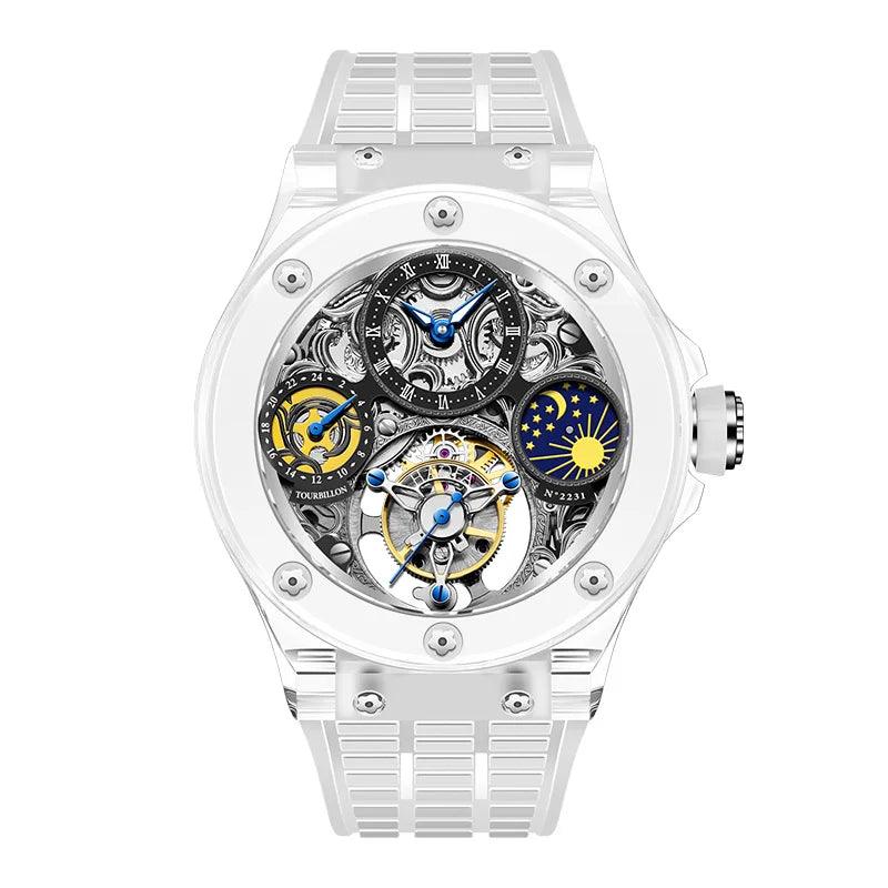 Rare Luxury Crystal Tourbillon Mechanical Watch