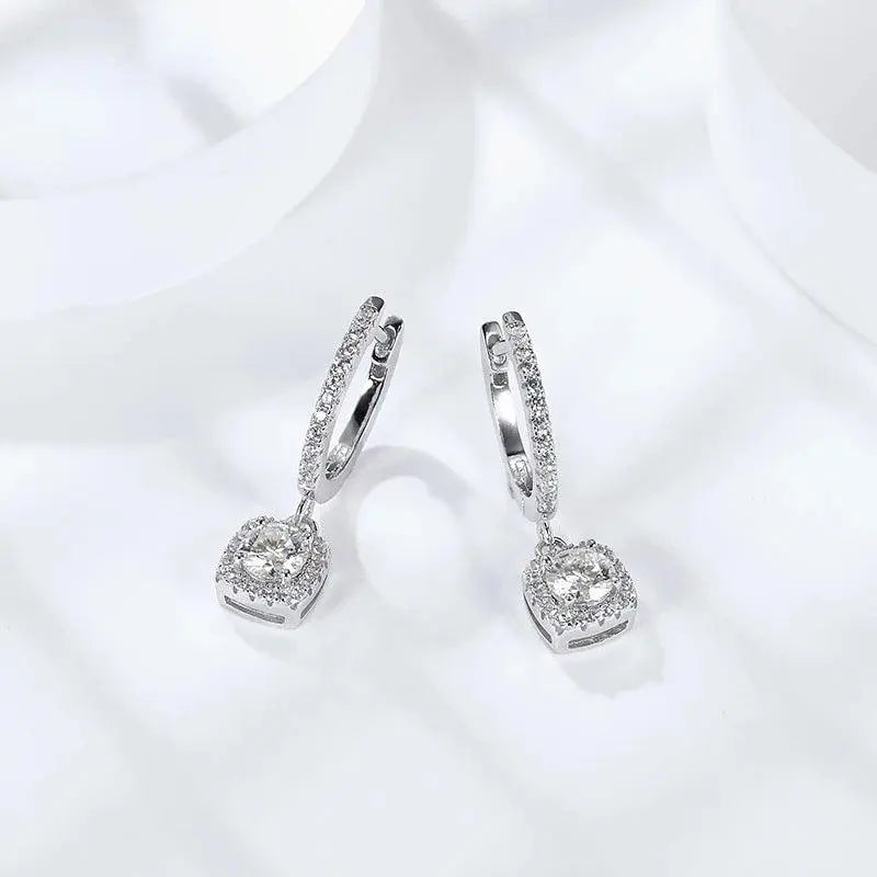 Simple 1ct Moissanite Stud Earrings in S925 Sterling Silver Classic Simple Cushion Cut Design TETAEA