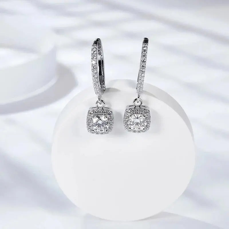Simple 1ct Moissanite Stud Earrings in S925 Sterling Silver Classic Simple Cushion Cut Design TETAEA