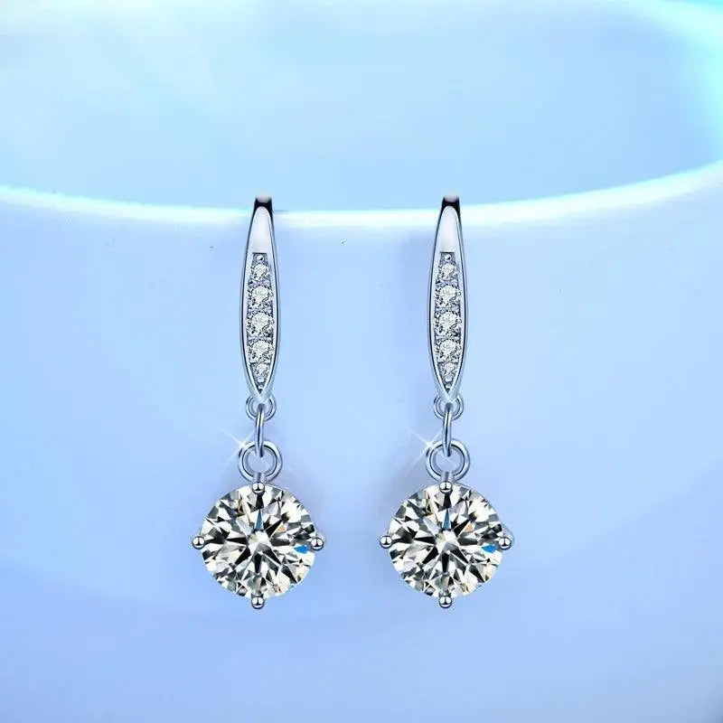 Simple 1ct S925 Sterling Silver Moissanite Stud Earrings TETAEA