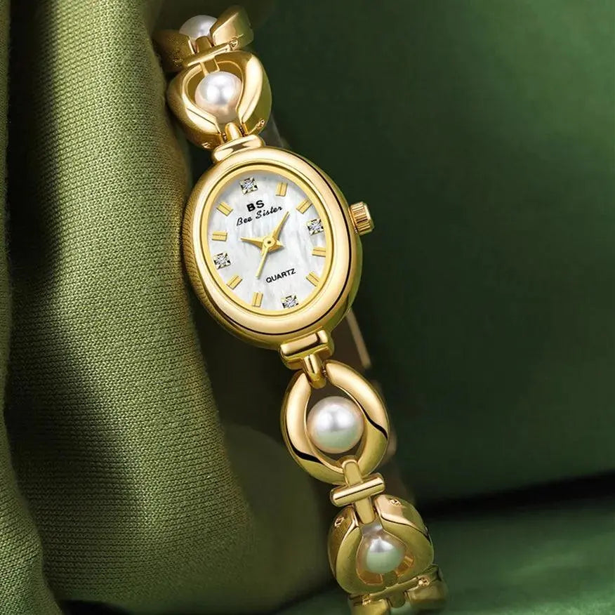 Simple Japanese Style Women's Watch with Pearl Strap Waterproof TETAEA