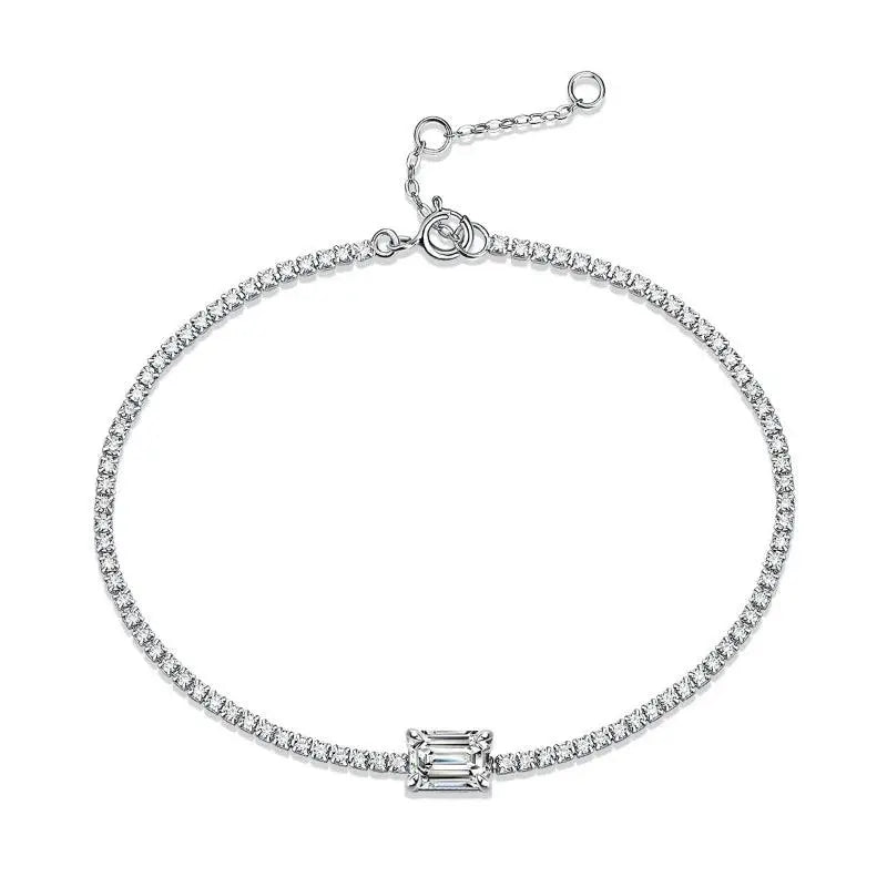 Simple S925 Silver 1 Carat Emerald Moissanite Diamond TETAEA