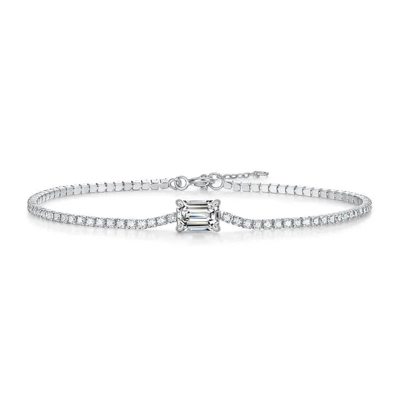 Simple S925 Silver 1 Carat Emerald Moissanite Diamond TETAEA