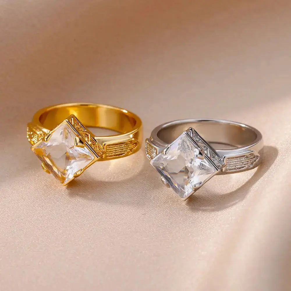 Square Zircon Stone Ring TETAEA