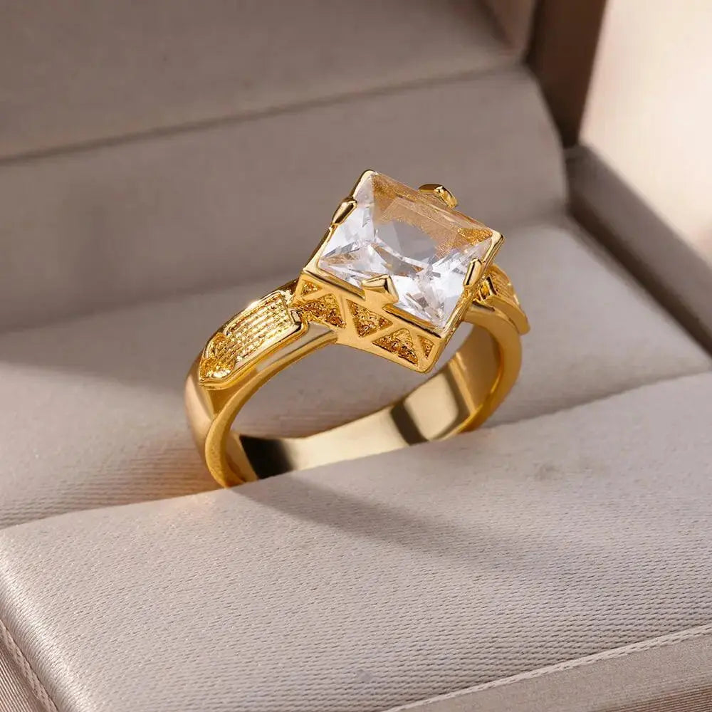 Square Zircon Stone Ring TETAEA