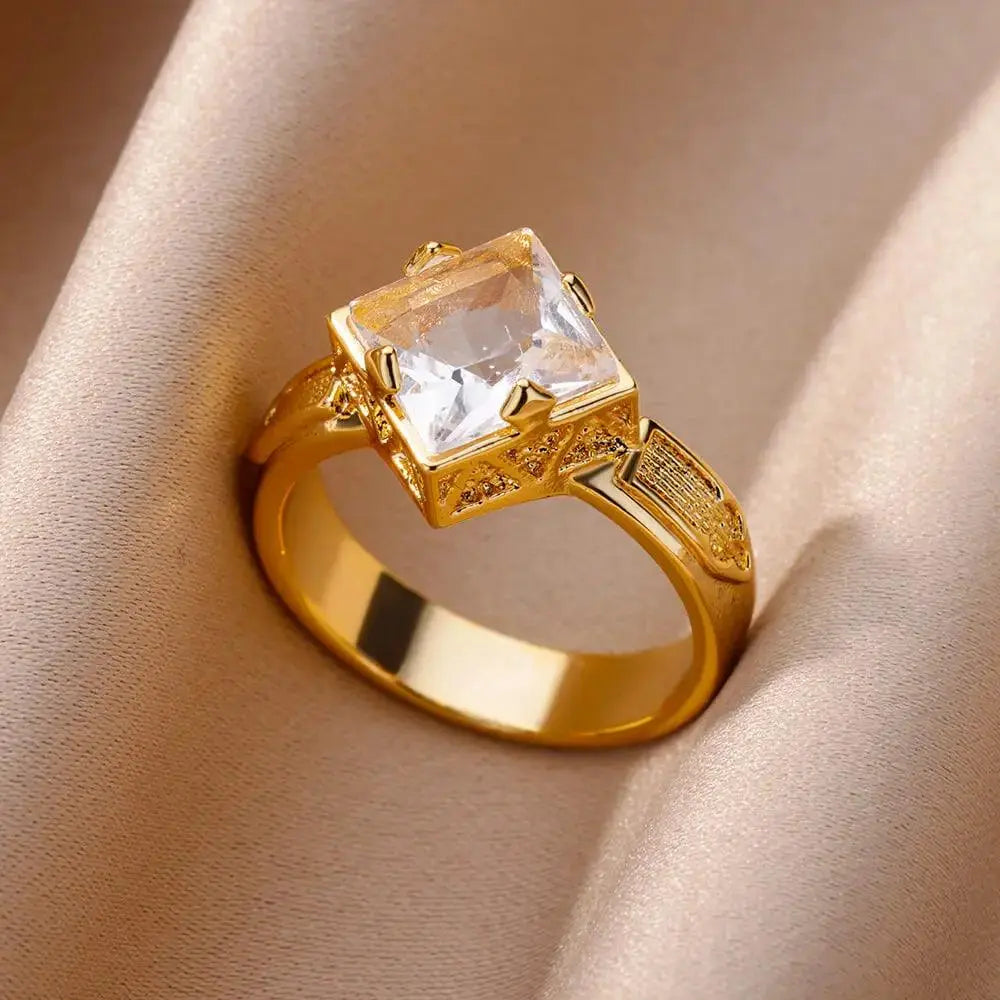 Square Zircon Stone Ring TETAEA